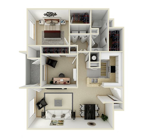 Floor plan for 2 beds, 1 bath, 1071 sqft
